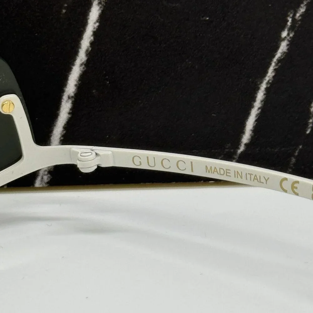 NEW GUCCI GG1561S 003 SHIELD IVORY GREEN UNISEX SUNGLASSES GUCCI